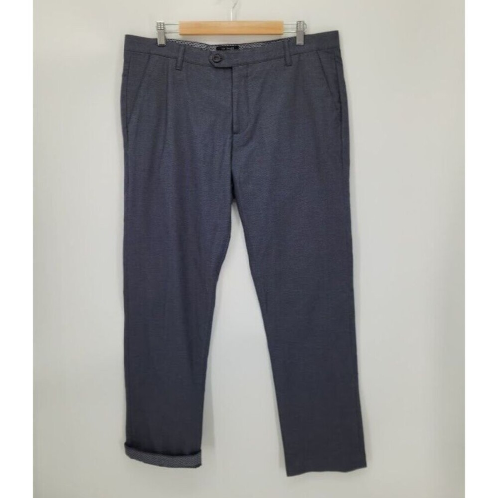 Ted Baker Mens Penguin Slim Fit Classic Dress Pants In Mid Blue Size 36x32